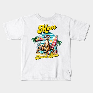 Meer Beach Bum Funny Meerkat Wearing Sunglasses Surfboard Kids T-Shirt